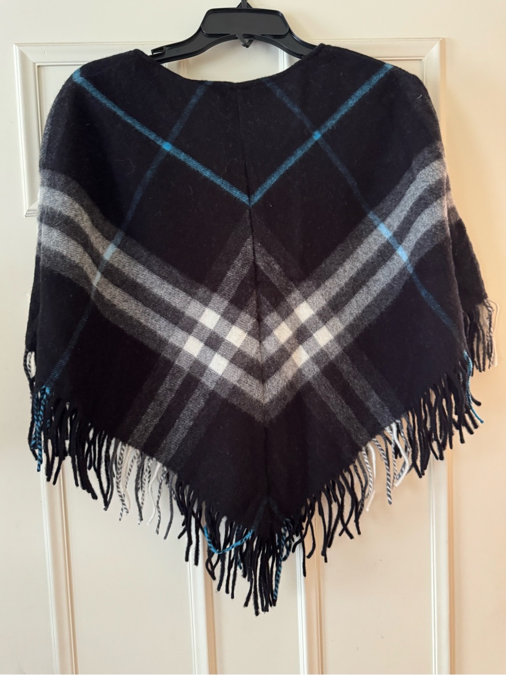 Burberry Cape Poncho Nova Check Fringe Merino/Cashmere Blend - Picture 2 of 4